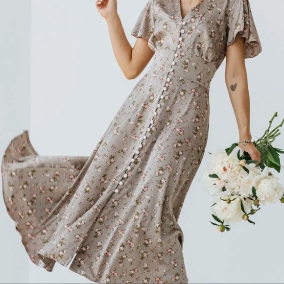 TM FAMILY STOLYARCHUK Dresses & Skirts - Genuine Silk Floral Button-Down Midi Summer Dress